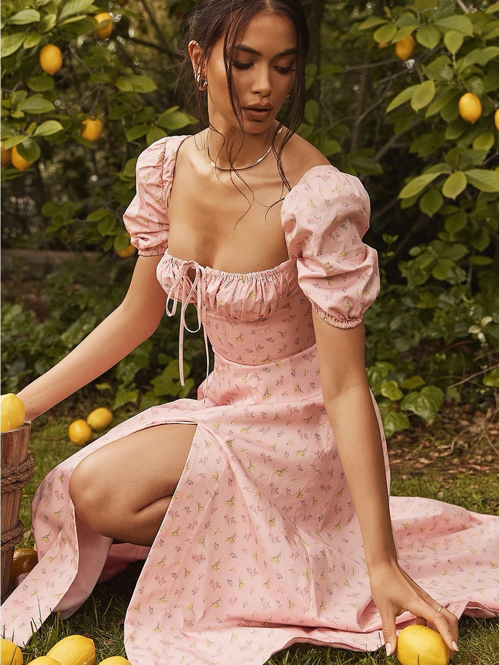 BNWOT House Of CB Tallulah Puff Sleeve Midi Dress - Picture 3 of 7